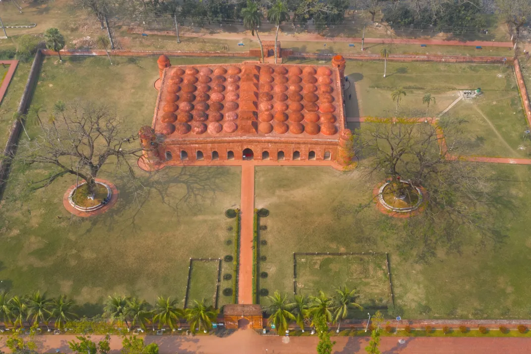 Architectural detail brick work Sixty Dome Mosque